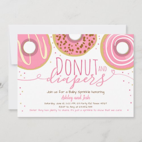 Donut and Diapers Sprinkle Coed Shower Baby Shower Invitation
