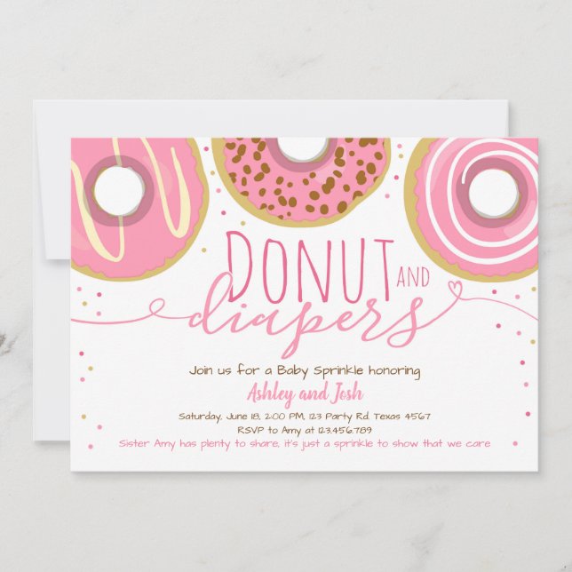 Donut and Diapers Sprinkle Coed Shower Baby Shower Invitation (Front)
