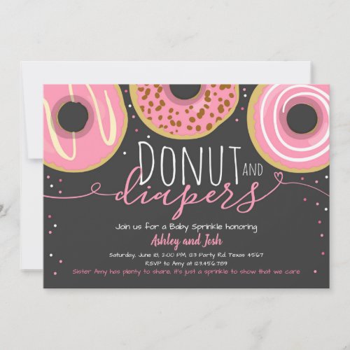Donut and Diapers Sprinkle Girl Coed Baby Shower Invitation
