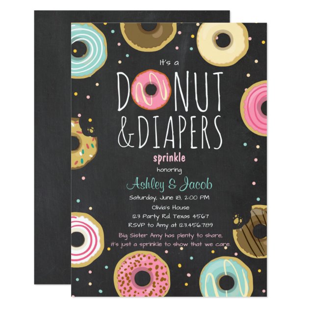 Donut And Diapers Sprinkle Invitation Coed Shower