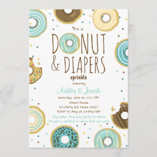 Donut and Diapers Sprinkle invite Boy Coed shower