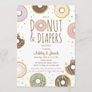 Donut and Diapers Sprinkle invite Girl Coed shower