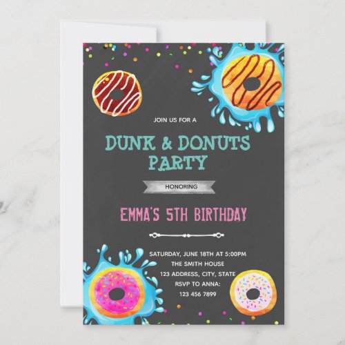 Donut and dunk birthday party invitation