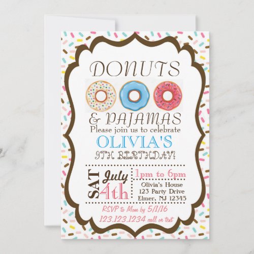 Donut and Pajamas Invitation