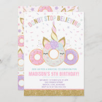 Donut And Unicorn Invitation Donut Stop Believing