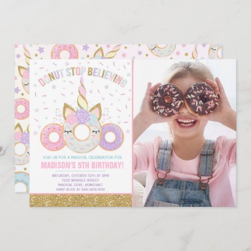 Donut And Unicorn Invitation Donut Stop Believing