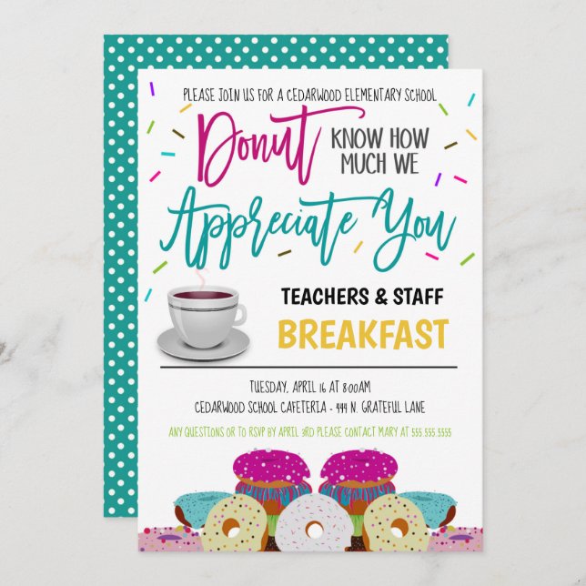 Donut Appreciation Invitation (Front/Back)