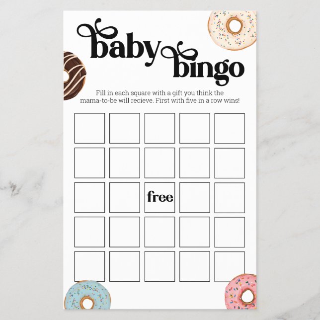 Donut Baby Bingo Game Flyer (Front)