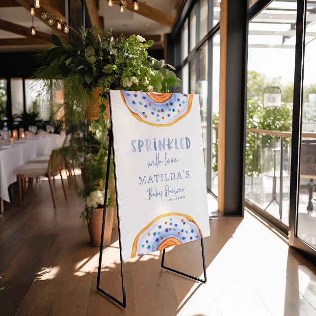 donut baby shower blue cute modern welcome foam board (Creator Uploaded)