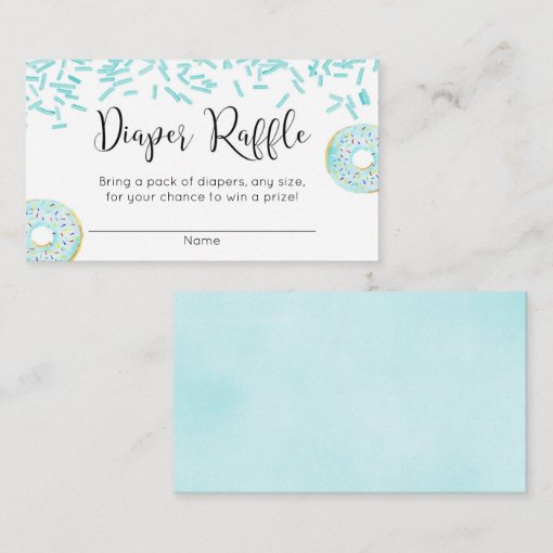 Donut baby shower boy blue diaper raffle enclosure card Zazzle
