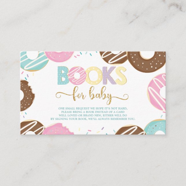 Donut Baby Shower Donut Girl Bring a Book Books Enclosure Card (Front)