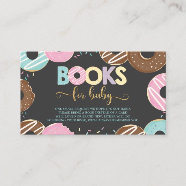 Donut Baby Shower Donut Girl Bring a Book Books Enclosure Card (Front)