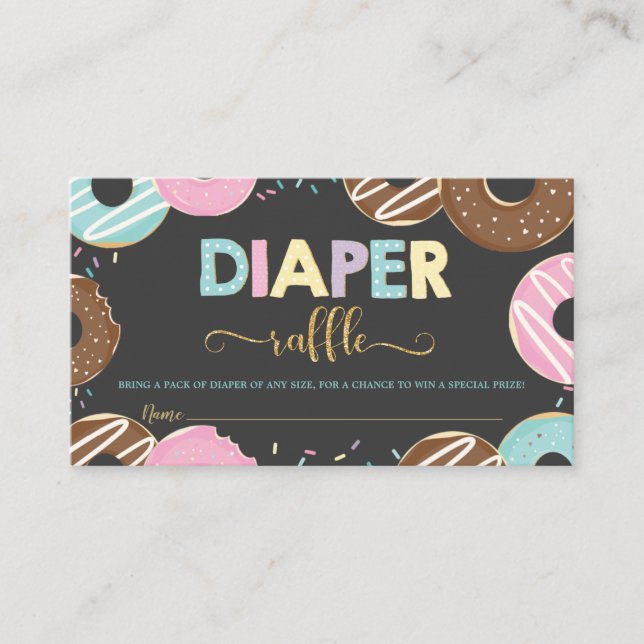 Donut Baby Shower Donut Girl Diaper Raffle Enclosure Card (Front)