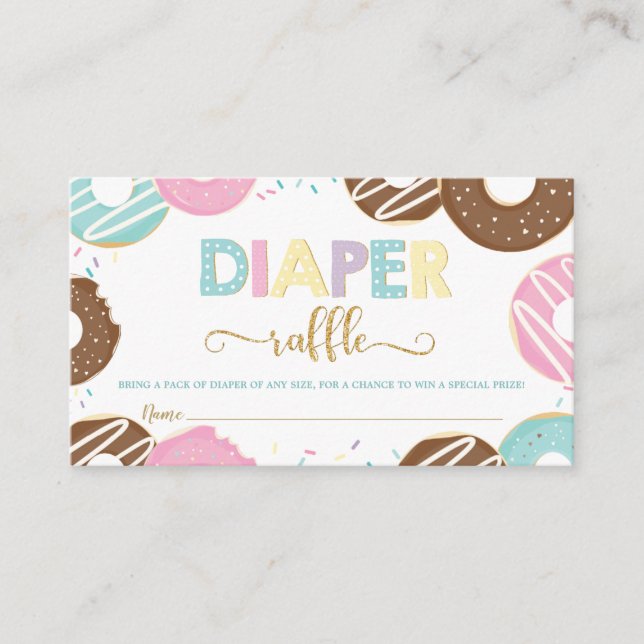 Donut Baby Shower Donut Girl Diaper Raffle Enclosure Card (Front)