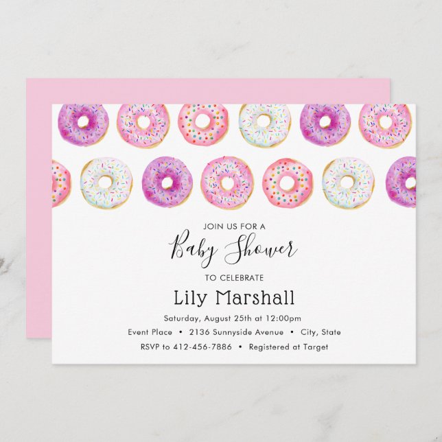 Donut Baby Shower Invitation (Front/Back)
