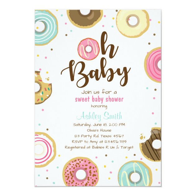 donut baby shower invitations