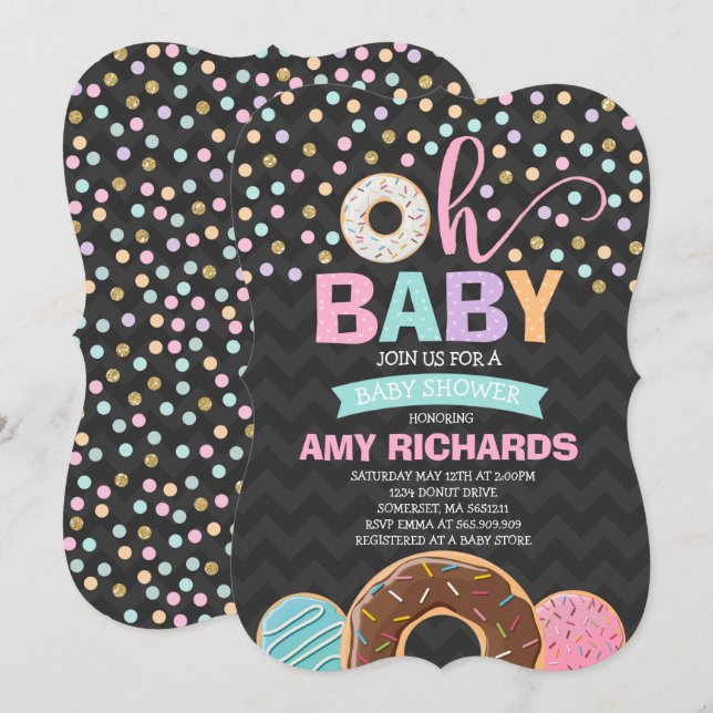 Donut Baby Shower Invitation Donut Sprinkle Shower (Front/Back)