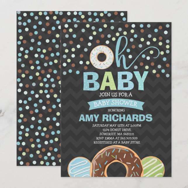 Donut Baby Shower Invitation Donut Sprinkle Shower (Front/Back)
