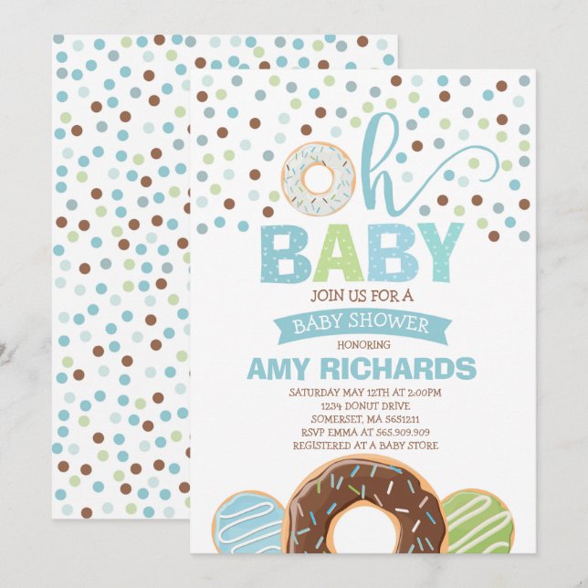 Donut Baby Shower Invitation Donut Sprinkle Shower (Front/Back)