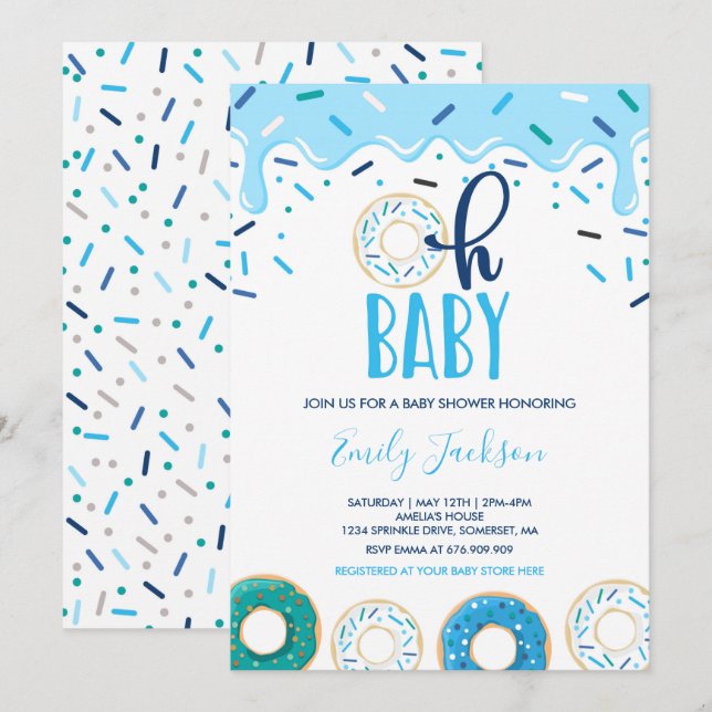 Donut Baby Shower Invitation Oh Baby Donut Shower (Front/Back)