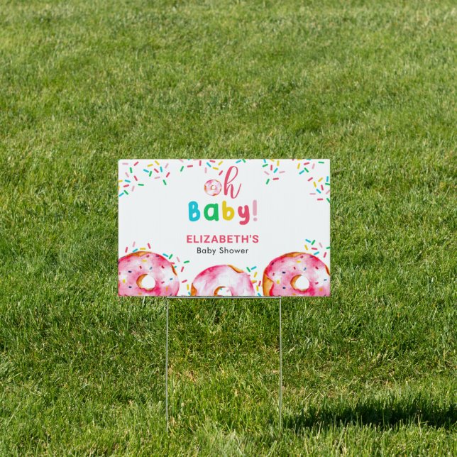 Donut Baby Shower Outdoor Cute Colorful Rainbow Sign (Insitu)