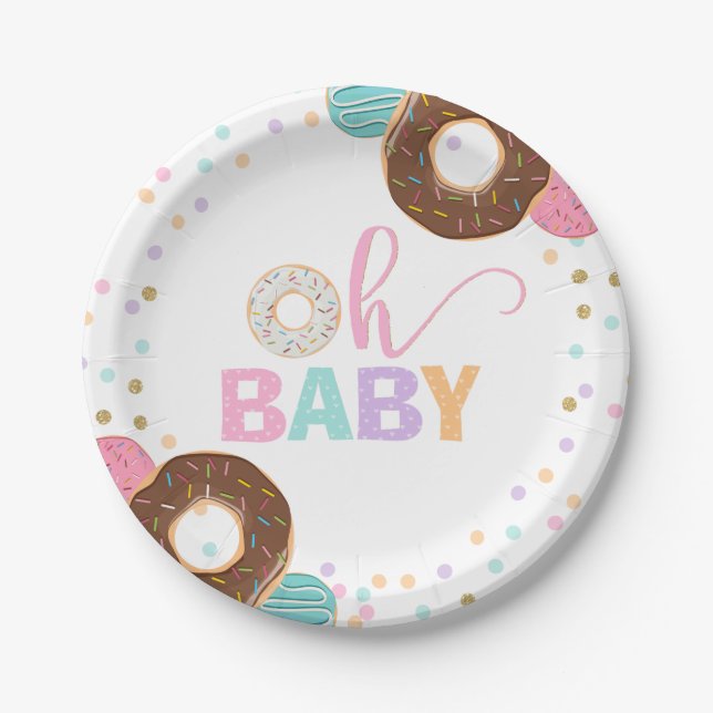 Donut Baby Shower Party Paper Plate 7" Donut Party (Front)