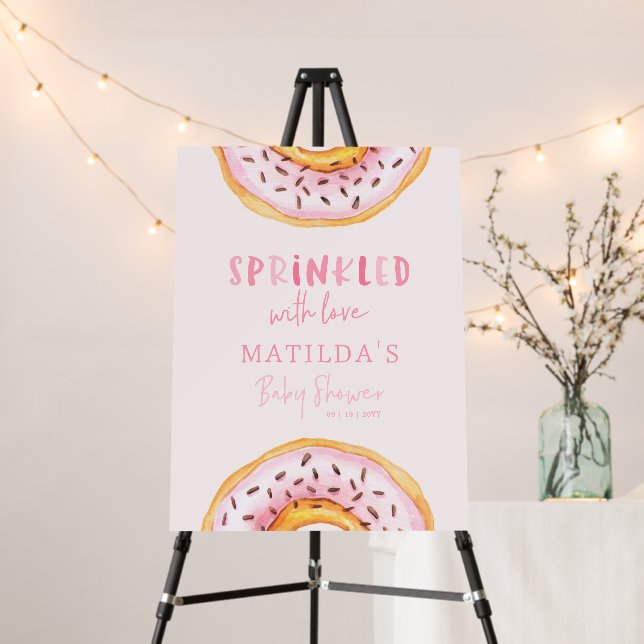 donut baby shower pink girly cute welcome foam board (In Situ (Stand))