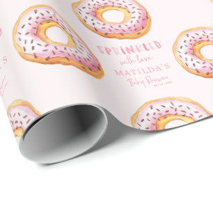 donut baby shower pink girly cute welcome wrapping paper