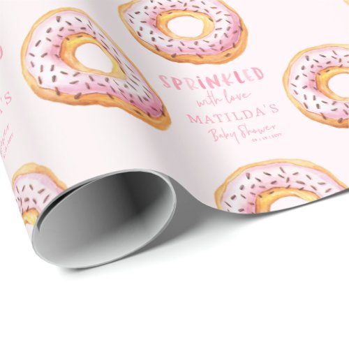 donut baby shower pink girly cute welcome wrapping paper