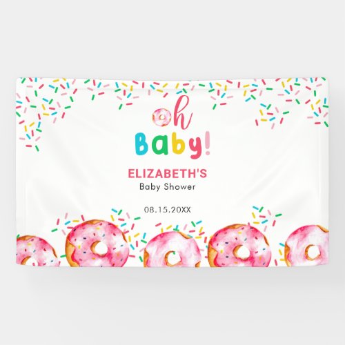 Donut Baby Shower Rainbow Colorful Background Sign