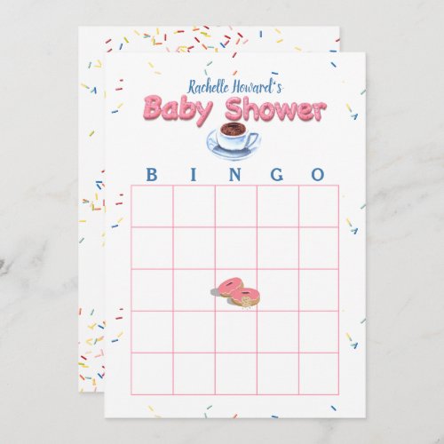 Donut Baby Shower Sprinkles Bingo Game Invitation