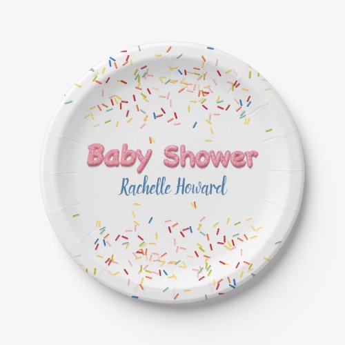Donut Baby Shower Sprinkles Paper Plates