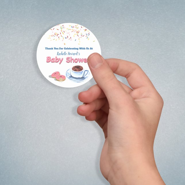 Donut Baby Shower Sprinkles Thank You Classic Round Sticker (Creator Uploaded)