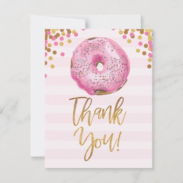 Donut Baby Shower Thank You Card Girl Pink (Front)