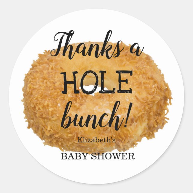 Donut Baby Shower Thank You Classic Round Sticker (Front)