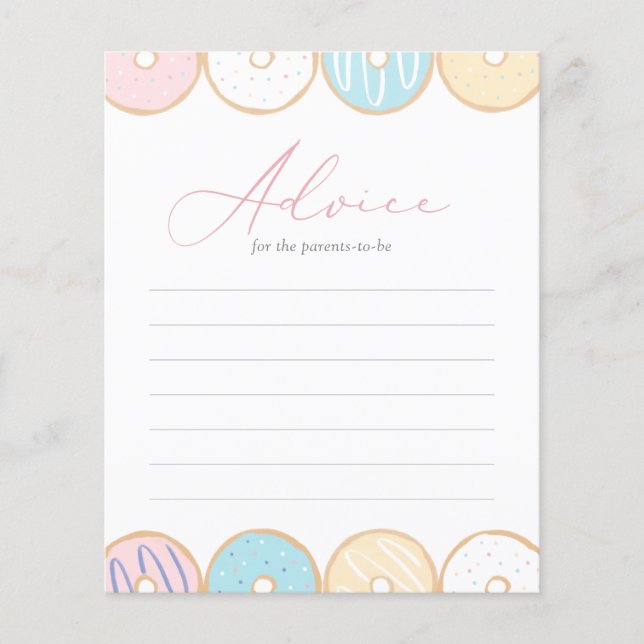 Donut Baby Sprinkle Advice for Parents Card (Front)