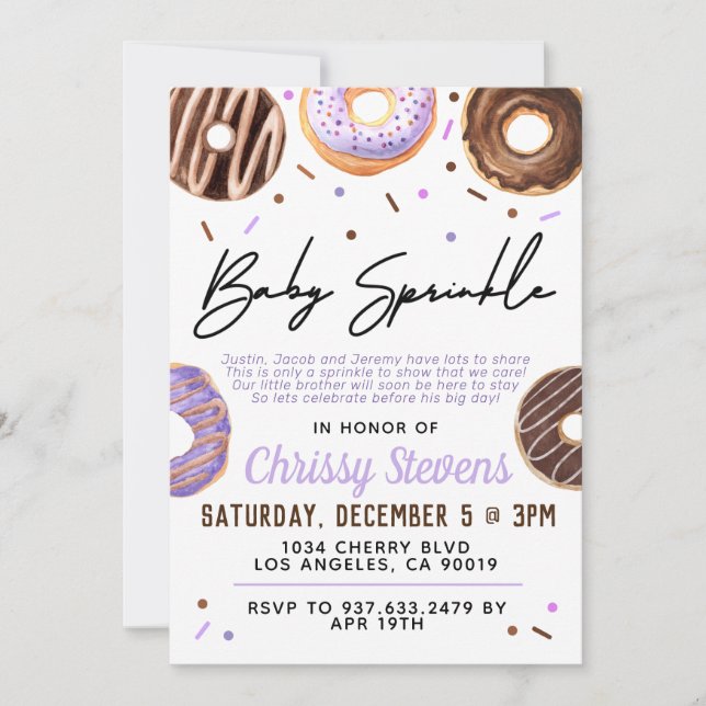 Donut Baby Sprinkle Baby Shower Invitation (Front)