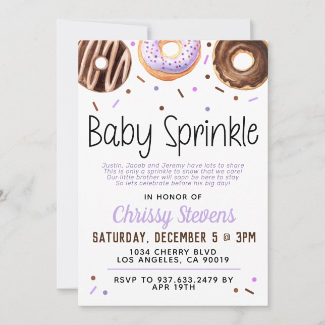 Donut Baby Sprinkle Baby Shower Invitation (Front)
