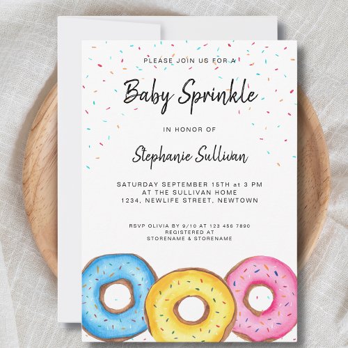 Donut Baby Sprinkle Baby Shower Invitation