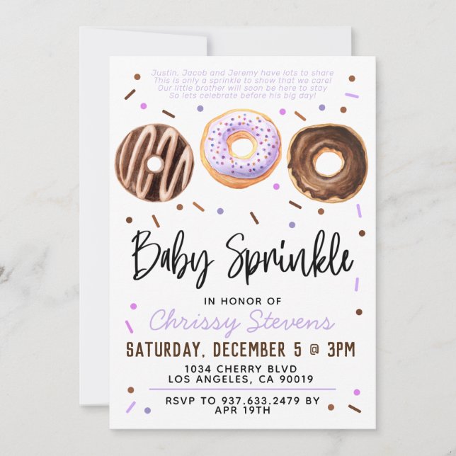 Donut Baby Sprinkle Baby Shower Invitation (Front)