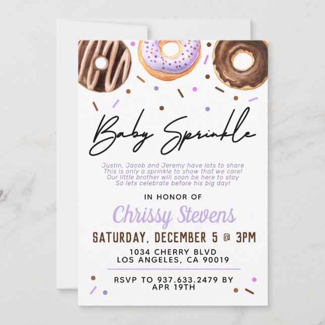 Donut Baby Sprinkle Baby Shower Invitation (Front)