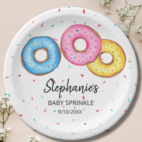 Donut Baby Sprinkle Baby Shower Paper Plates