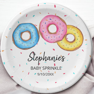 Donut Baby Sprinkle Baby Shower Paper Plates
