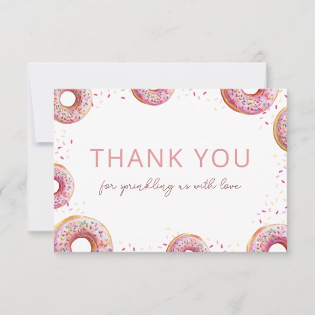 Donut Baby Sprinkle Girl Thank You Card (Front)
