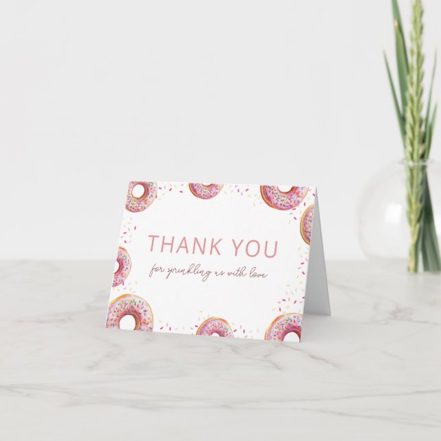 Donut Baby Sprinkle Girl Thank You Card (Front)