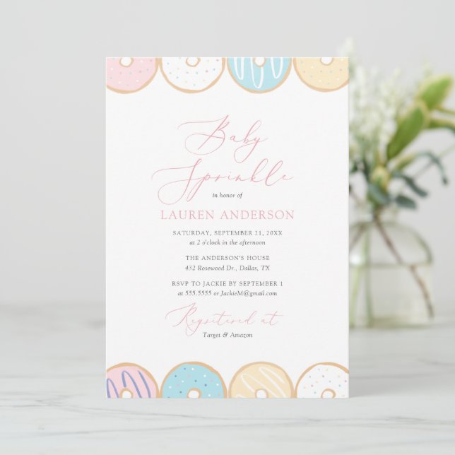 Donut Baby Sprinkle Invitation (Standing Front)