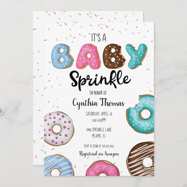Donut Baby Sprinkle Invitation (Front/Back)