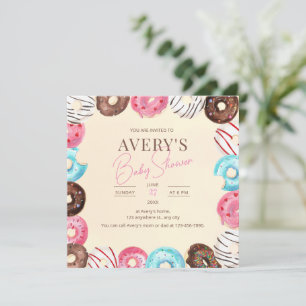 Donut Baby Sprinkle Invitation, Donuts Baby Shower Invitation