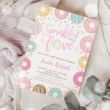 Donut Baby Sprinkle Invitation Sprinkled With Love by PixelPerfectionParty at Zazzle