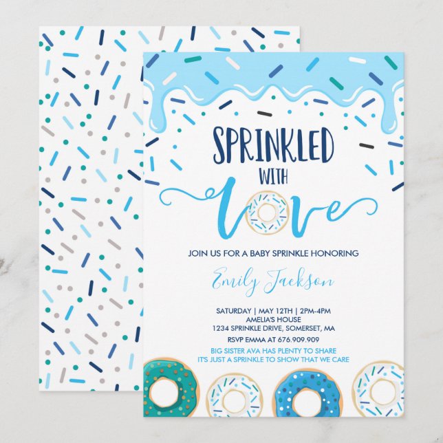 Donut Baby Sprinkle Invitation Sprinkled With Love (Front/Back)